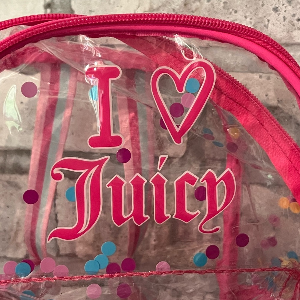 Juicy Couture Pink Mini Backpack Clear Vinyl Sequin Confetti - Picture 2 of 9